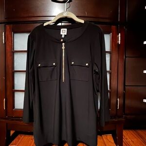 Black Women's Blouse with Gold Accents